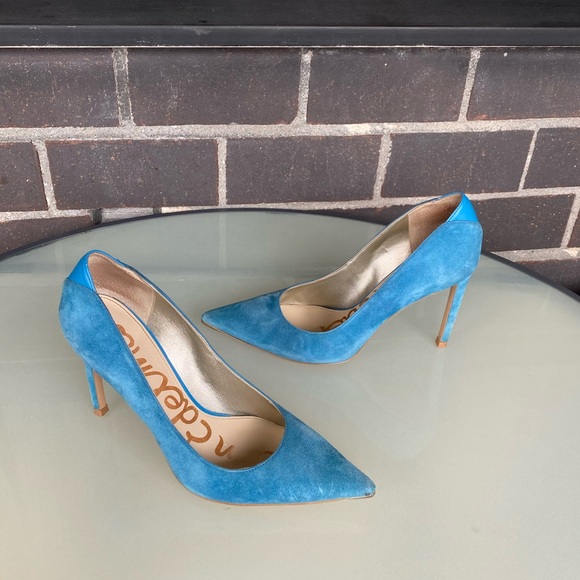 sam edelman blue suede heels